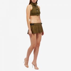 Miaou Olive Pinstripe Reno Mini Skirt