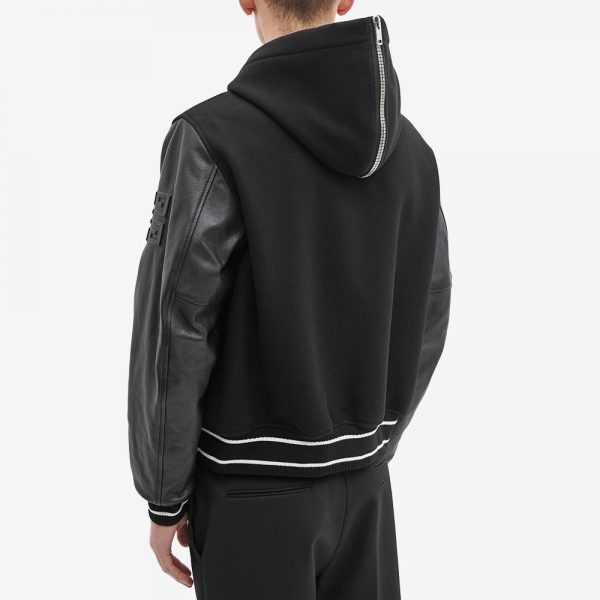 Givenchy Logo Leather Hooded Varsity Jacket