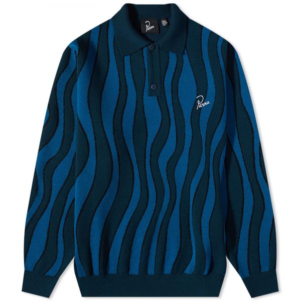 By Parra Aqua Weed Waves Knitted Polo