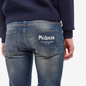 Alexander McQueen Grafiiti Logo Embroidered Washed Jeans