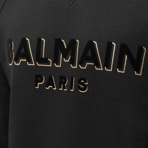 Balmain Flock & Foil Paris Logo Crew Sweat