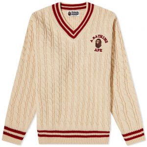 A Bathing Ape College Wide Cable Knit Sweater