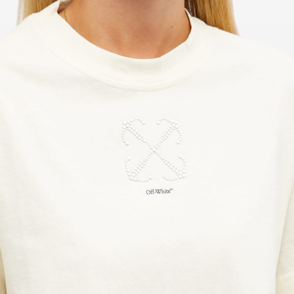 Off-White Small Arrow Pearls Logo Crop T-Shirt