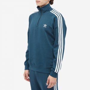 Adidas 3 Stripe Half Zip Crew Sweater