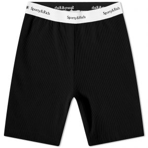 Sporty & Rich Serif Logo Ribbed Cycling Shorts