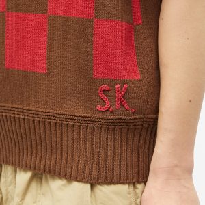 s.k manor hill Checkered Knit Vest