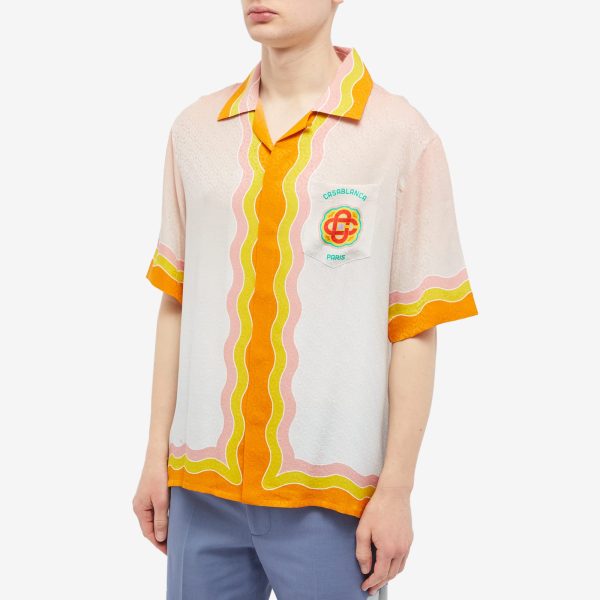 Casablanca Rainbow Monogram Short Sleeve Silk Shirt