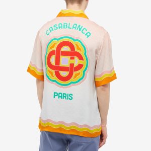 Casablanca Rainbow Monogram Short Sleeve Silk Shirt