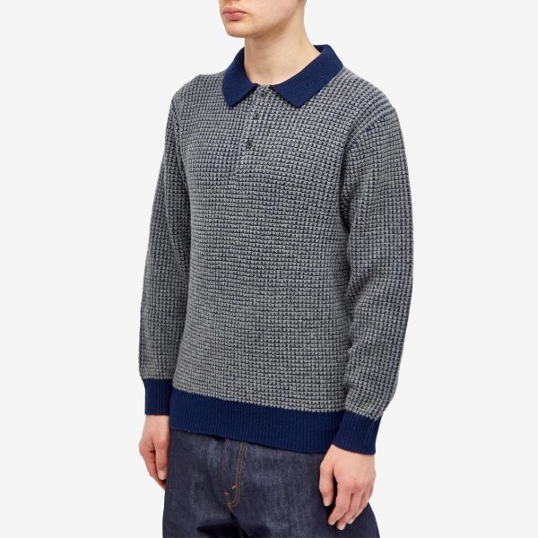 Beams Plus Crochet Long Sleeve Polo