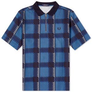 Fred Perry Gllitch Tartan Zip Neck Polo