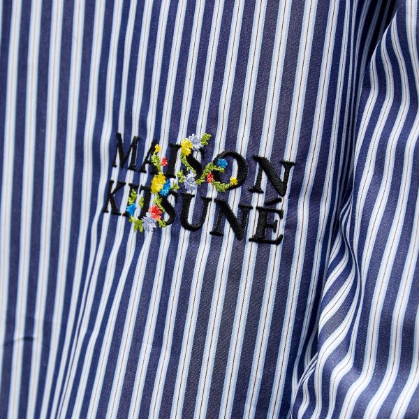 Maison Kitsune Flowers Logo Stripe Shirt