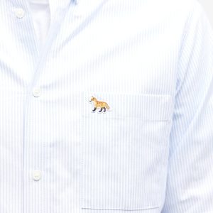Maison Kitsune BD Striped Oxford Shirt With Baby Fox