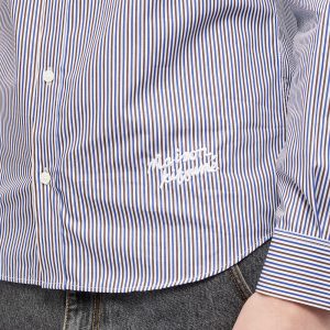 Maison Kitsune Handwriting Logo Classic Stripe Shirt