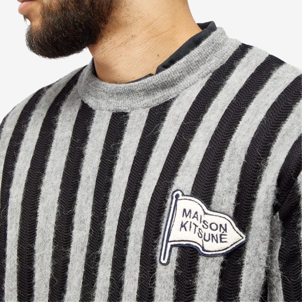 Maison Kitsune Flag Logo Intarsia Stripe Knit