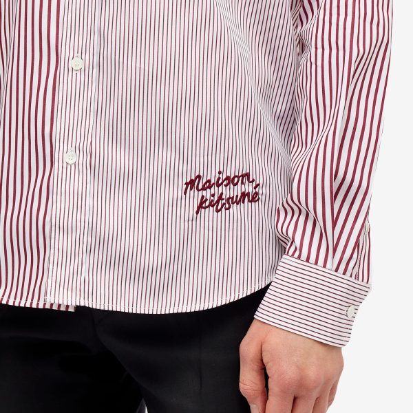Maison Kitsune Handwriting Logo Fun Mix Stripe Shirt