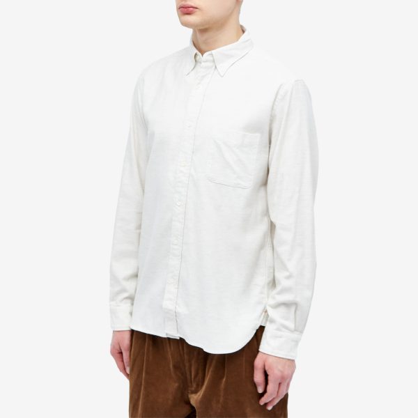 Beams Plus Button Down Solid Flannel Shirt