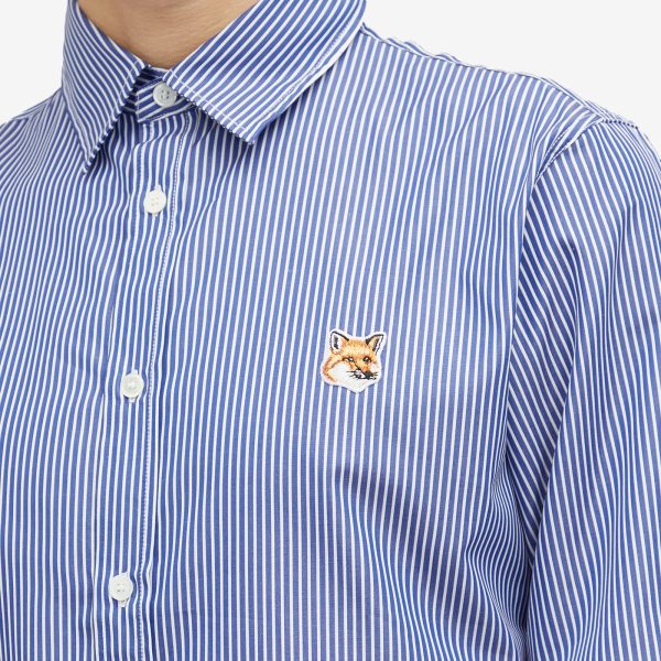 Maison Kitsune Fox Head Patch Classic Striped Shirt