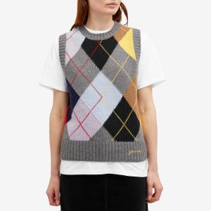 GANNI Harlequin Wool Mix Knit Vest