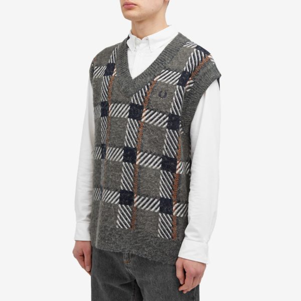 Fred Perry Glitch Tartan Knitted Vest