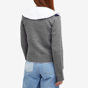 GANNI Harlequin Wool Mix Knit Cardigan