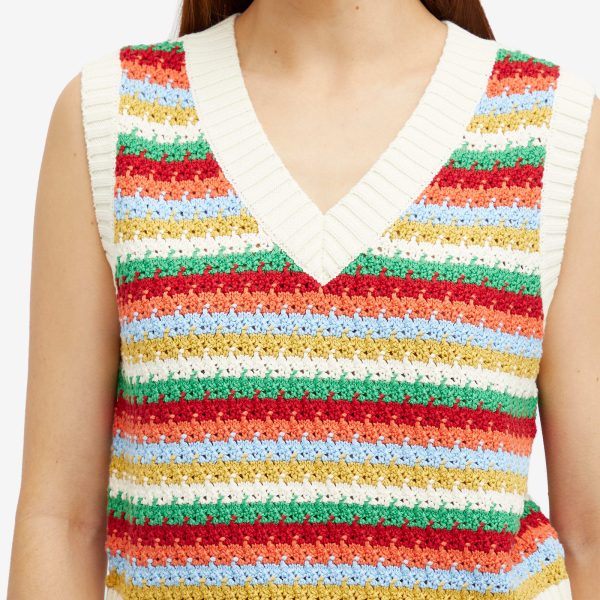 KITRI Winona Multi Striped Crochet Knit Vest