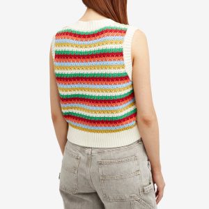 KITRI Winona Multi Striped Crochet Knit Vest