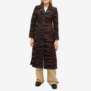 GANNI Wool Jacquard Fitted Coat