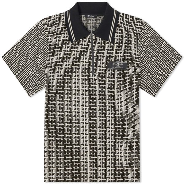 Balmain Monogram Jacquard Polo Shirt