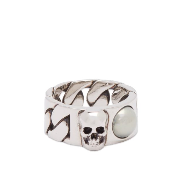 Alexander McQueen Skull & Pearl Ring