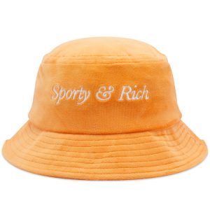Sporty & Rich Italic Logo Velour Bucket Hat
