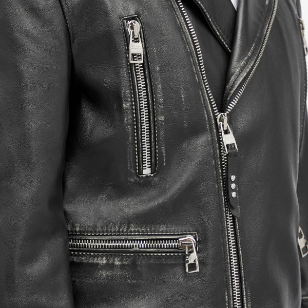 Alexander McQueen Distressed Essential Leather Biker Jacket