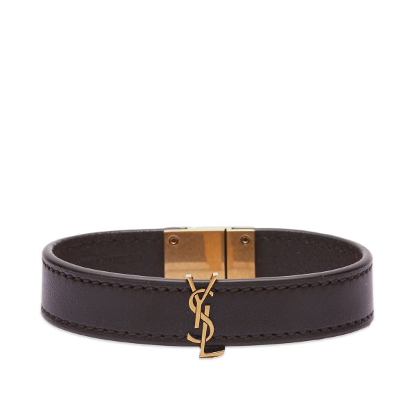 Saint Laurent YSL Wide Leather Bracelet