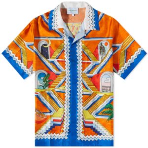 Casablanca Escalier Infini Short Sleeve Silk Shirt