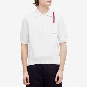 Thom Browne Intarsia RWB Stripe Polo Shirt