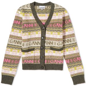 GANNI Logo Wool Mix Cardigan