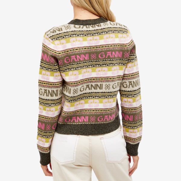 GANNI Logo Wool Mix Cardigan