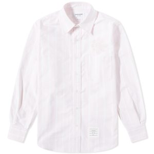 Thom Browne Floral Applique Striped Button Down Oxford Shirt