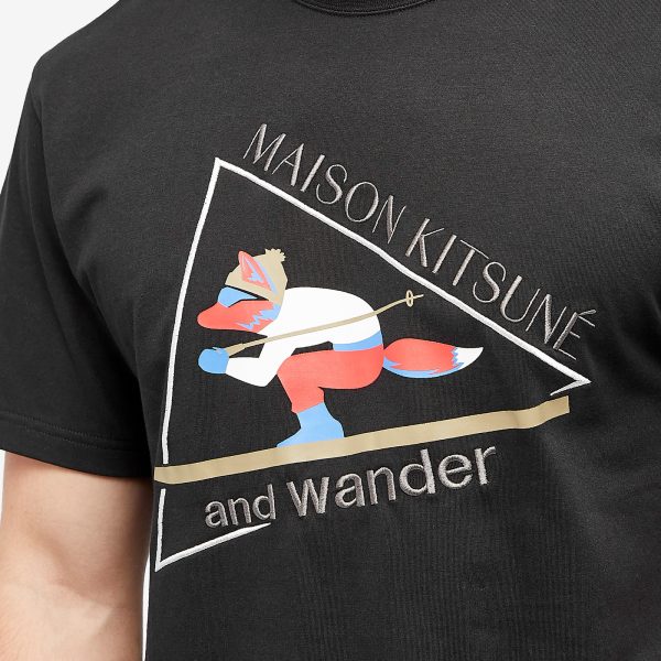 and wander x Maison Kitsune Skiing Fox T-Shirt