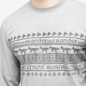 and wander x Maison Kitsune Long Sleeve Nordic Border T-Shirt