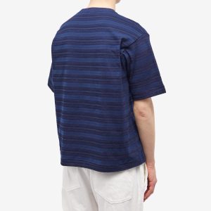 Velva Sheen Made in Japan Indigo Stripe T-Shirt