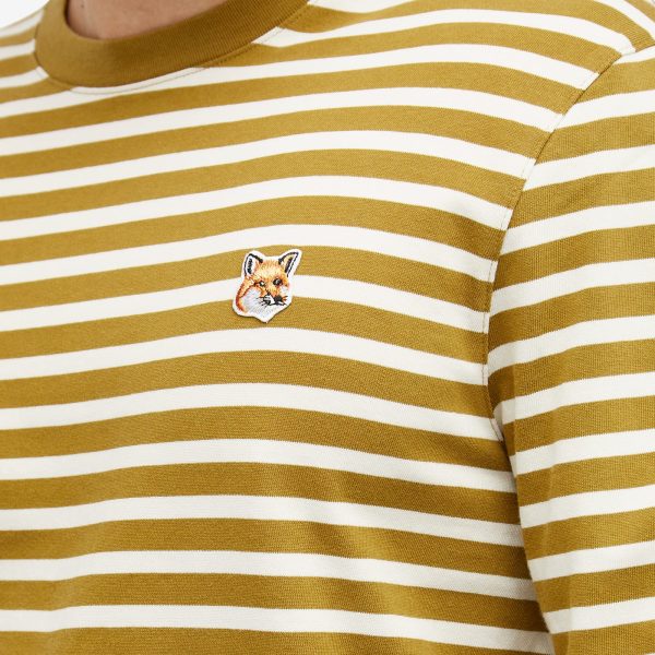 Maison Kitsuné Fox Head Patch Long Sleeve Stripe T-Shirt