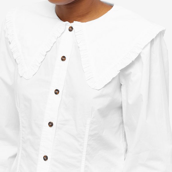 GANNI Cotton Shirt With Collar Detail