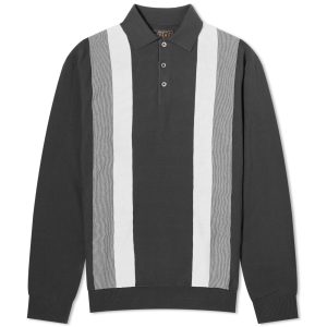 Beams Plus 12g Stripe Knit Long Sleeve Polo