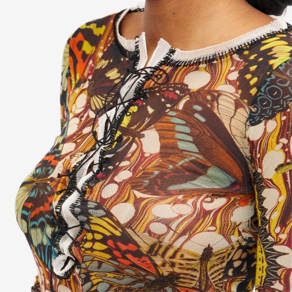 Jean Paul Gaultier Butterfly Mesh Long Sleeve Top
