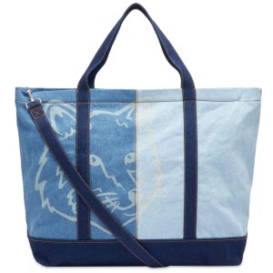 Maison Kitsune Fox Head Denim Weekender Tote Bag