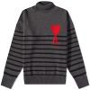 AMI Large A Heart Striped Roll Neck Knit