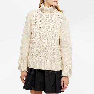 GANNI Chunky Cable Oversized Highneck Pullover Jumper