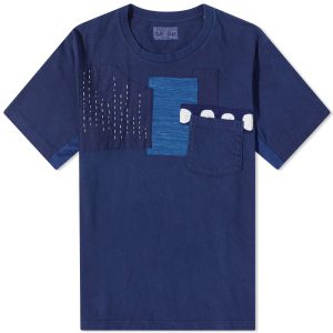 Blue Blue Japan Hand Stitched Patchwork T-Shirt