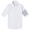 Thom Browne 4-Bar Tricolour Short Sleeve Button Down Shirt